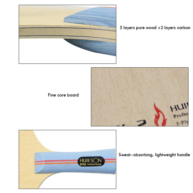 Huieson 7 Ply Hybrid Carbon Table Tennis Racket Blade Lightweight Ping Pong Racket Blade for Table Tennis Training