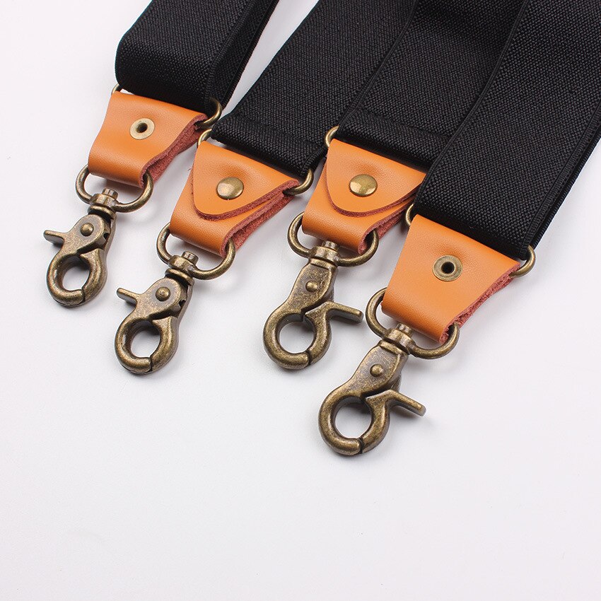 Heavy Duty Suspender for Work Men 3.5*120cm Wide 4 Strong Hook Buckle Strap Clips Adjustable Elastic Trouser Braces Straps 2022