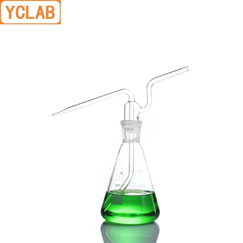 YCLAB-botella de lavado de cono, triangular de cristal, estándar, limpieza de Gas, laboratorio, equipo de Química, 250mL