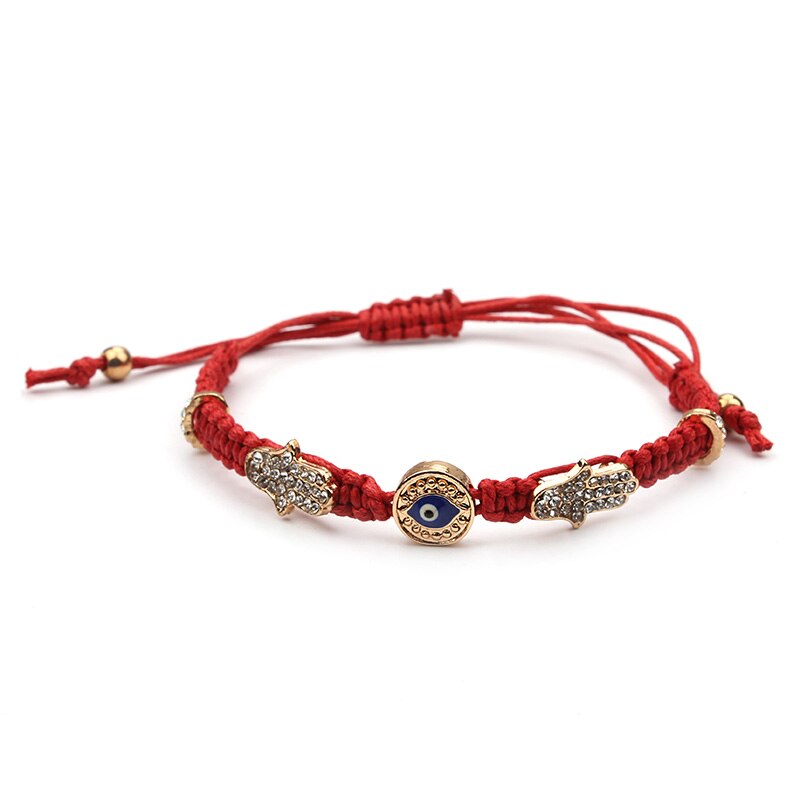 Hamsa Hand Blue Evil Eye Charms Red Rope String Gevlochten Handgemaakte Armband Voor Vrouwen Verstelbare Lengte