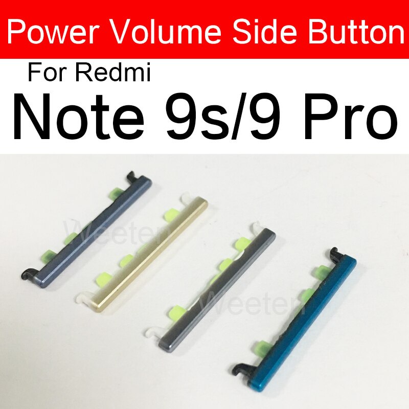 Pulsante laterale di accensione del Volume per Xiaomi Redmi Red Rice Note 9S 9s 9 Pro Volume Power On Off tastiere laterali parti di ricambio