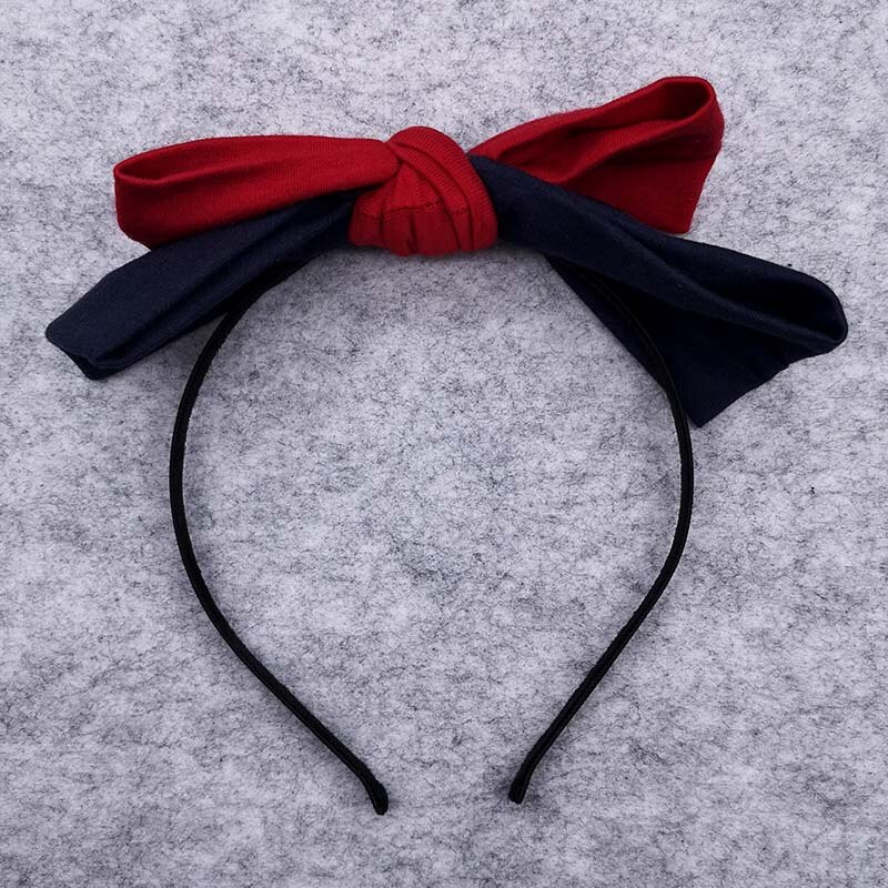GZHilovingl Girls Big Bow Cotton Hairbands Hair Hoops Kids Childs Summer Cute Headwear Hair Accessories Handmade: navy wine