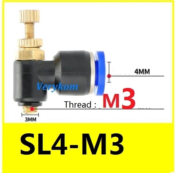 10pcs/lot SL6-M5/M6/M8 SL4-M3 SL8-M5 PSL6-M5 SL4-M5 Pneumatic Cylinder Throttle Valve Air Speed Controller Flow Adjuster PSL4M5A: SL4-M3A