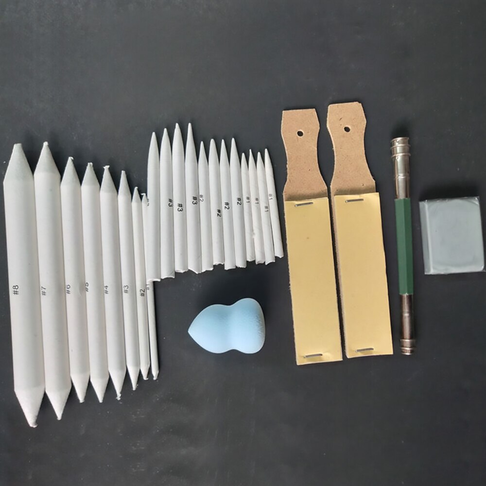 Lápiz de papel de lija para bocetos, herramienta de bolígrafo dibujo artístico, para difuminar y difuminado, 25 uds.