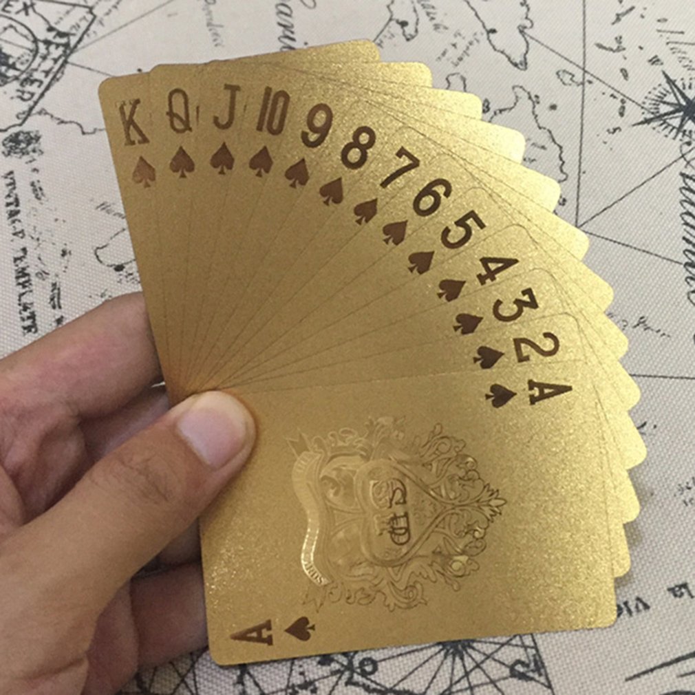 Goldfolien-spielkarten, pokerspiel-Deck, goldfolien-pokerset, plastik-zauberkarten, wasserfeste karten nur für tischspiele