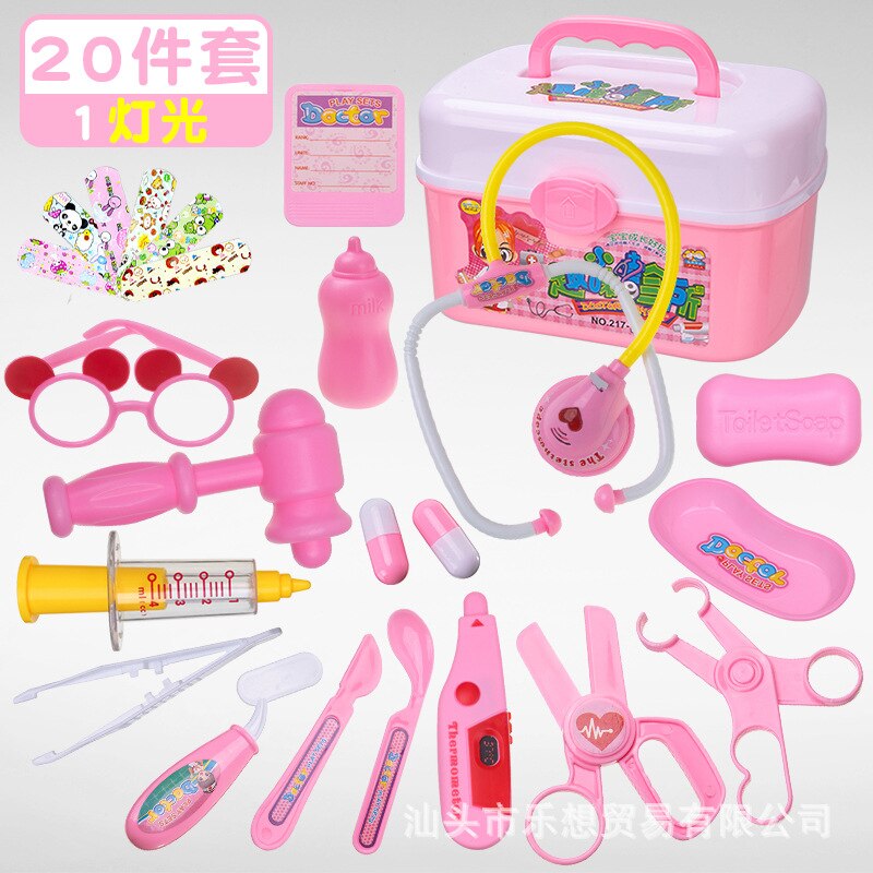 Arzt Spielzeug Set Kinder Spielen Haus GIRL'S Baby SCHÄTZEN LEBEN Modell Werkzeug Kits Injection Echometer:  Pink  20 Pieces Doctor Toy  with 1 Lights 