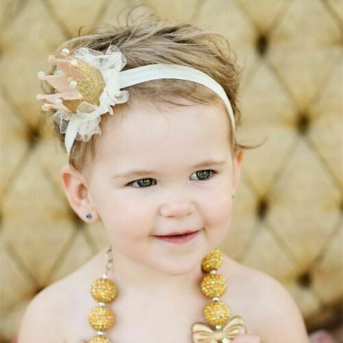 Baby piger blomst hårbånd prinsesse krone pandebånd tiara fødselsdagsfest blødt hår tilbehør kostume hovedbeklædning