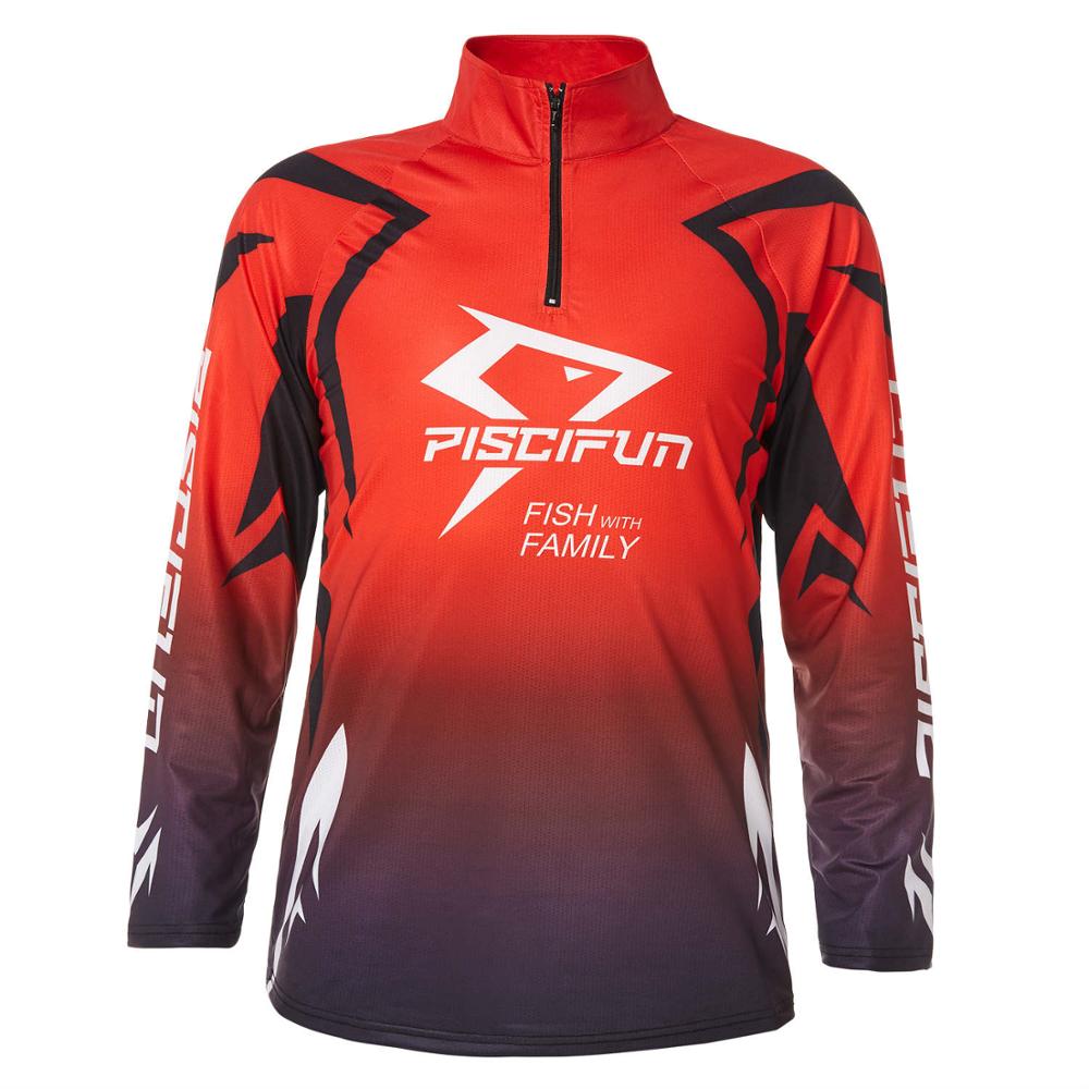 Piscifun sec rapidement pêche chemise à manches longues respirant pêche vêtements en plein air randonnée cyclisme vêtements Camisas Pesca: S / Red