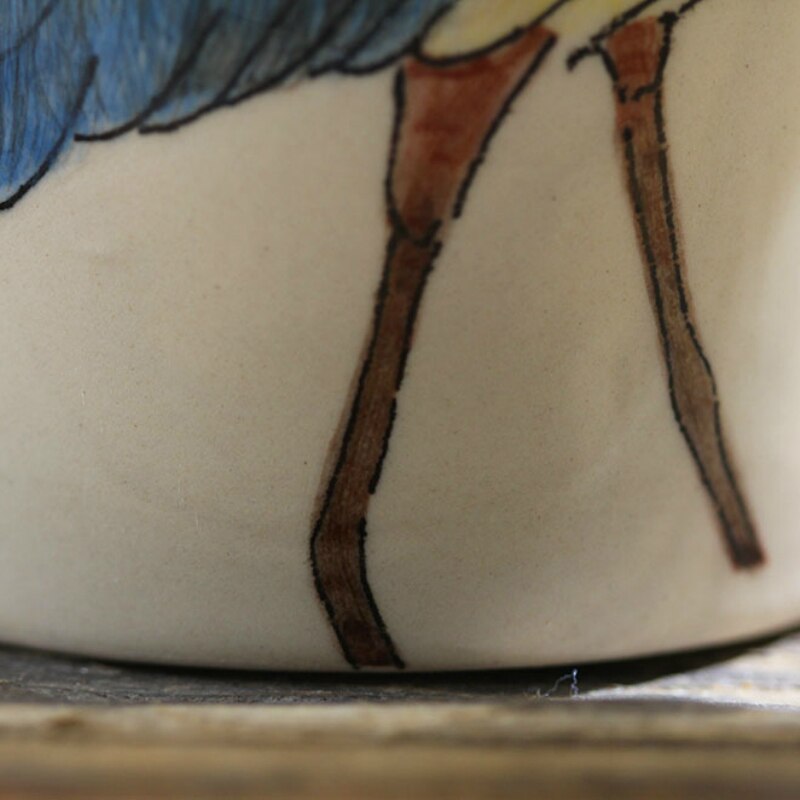 3D three-dimensional blue fish heron coffee mug Hand-painted animal ceramic cup Personality handle Cartoon mugs