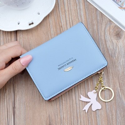 Ladies Wallets Short Zipper Student Korean Small Flower Coin Purse Soft Leather Thin Wallet Women Bag Tassel: 7