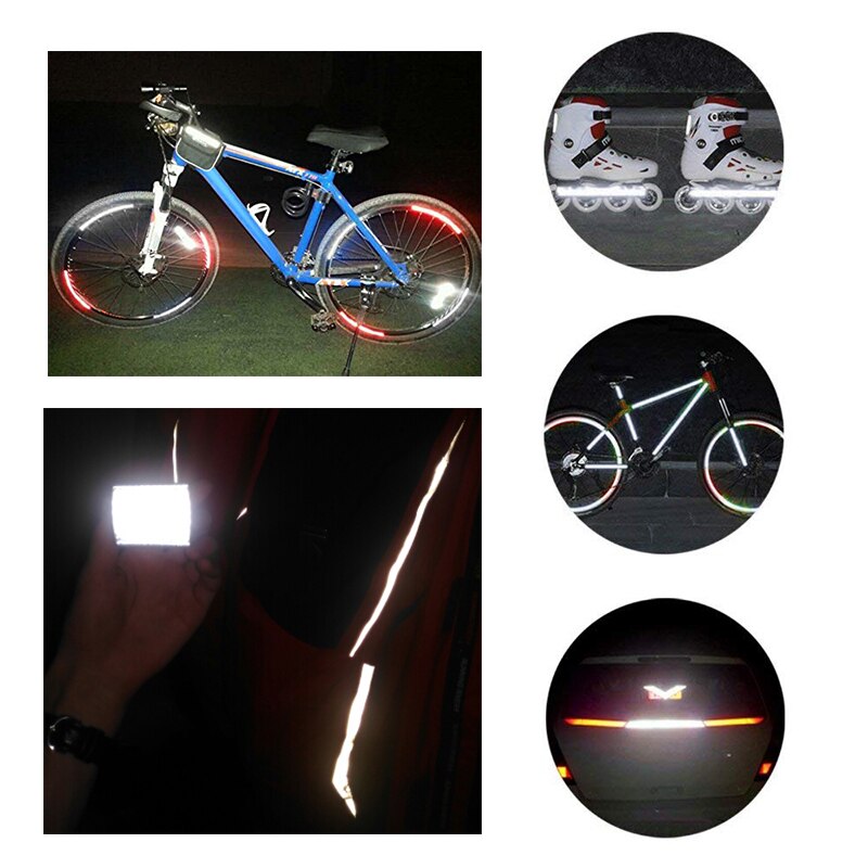 5Cm X 3M Reflecterende Fiets Stickers Plakband Voor Fiets Veiligheid Wit Rood Geel Blauw Fiets Stickers Fiets accessoires