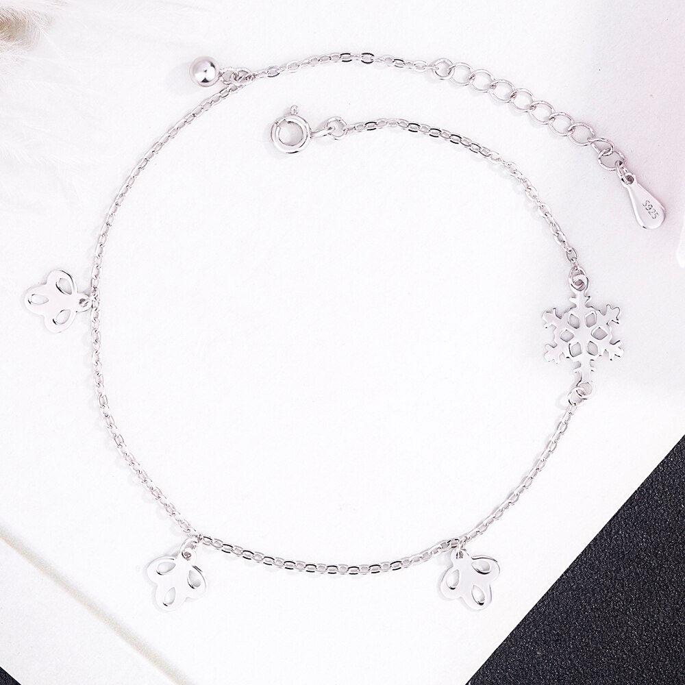 Boho Beach Barefoot Sandals Anklet Chain Girl 100% 925 Sterling silver bell Foot Bracelets Jewelry for Women Barefoot