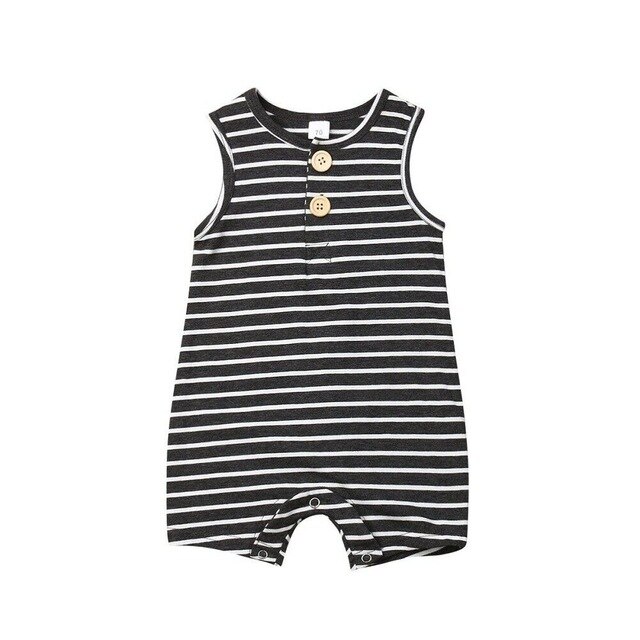 0-24 M abbigliamento per neonati pagliaccetto a righe per bambina vestiti per ragazzo tuta a righe senza maniche per bambina vestito estivo per neonato: Navy Blu / 18m