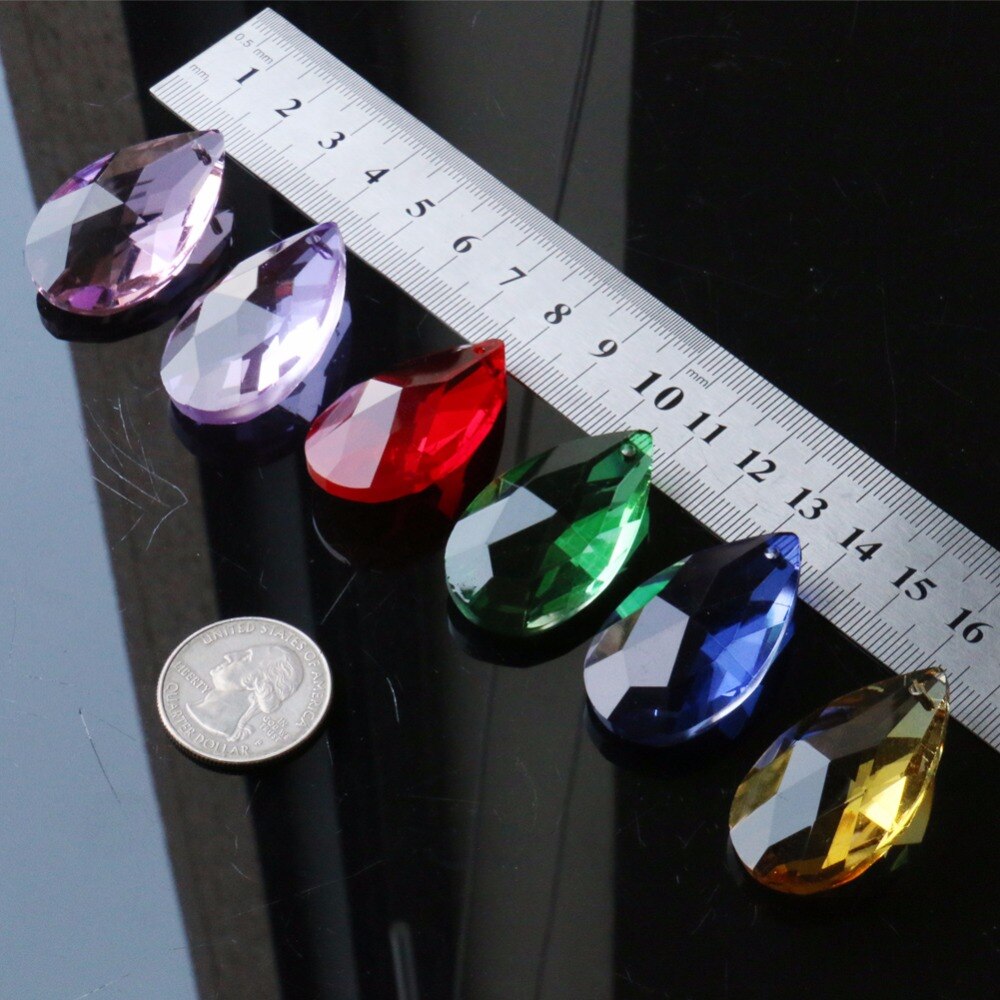 6 pçs/lote cores mistas grupo de lágrima 38mm, arco-íris, vidro, prisão, pingente diy, joias, espaçador suncatcher faceted