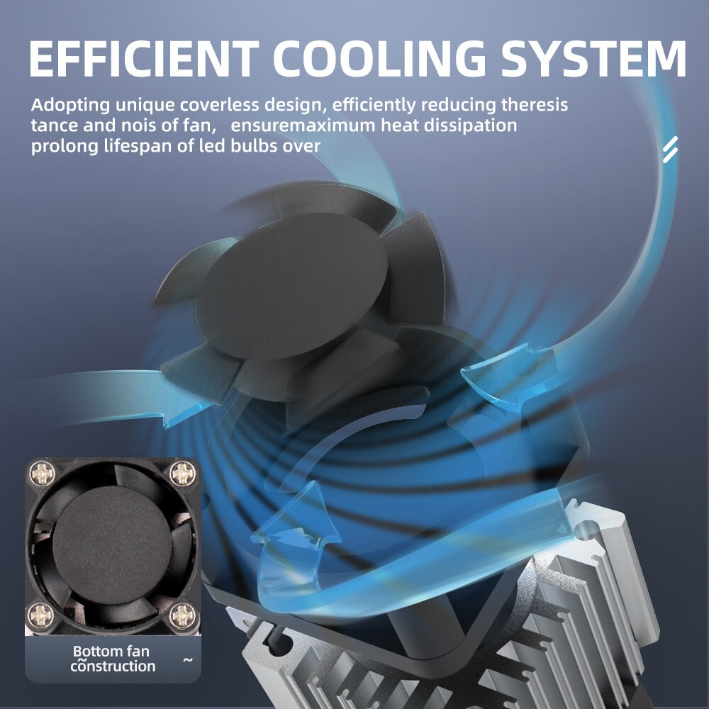 Roadsun – ampoules LED pour phares de voiture, feux antibrouillard automatique, faisceau haut et bas, H4 H7 H8 H9 H11 LED 9006 HB4 9005 HB3 6000K 12V 12000LM