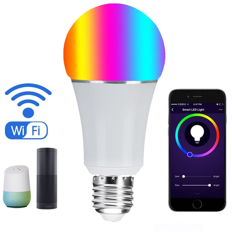 Smart home WiFi led lamp licht APP sluit Alexa Google thuis voice control E27 B22 RGB + CW dimbare led lamp