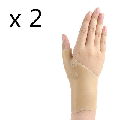 Magnetisk håndled understøtter hånd tommelfinger trykkorrektionshandsker hånd finger smertefiksering handske gigt armbåndsbehandling silikone: 1 par