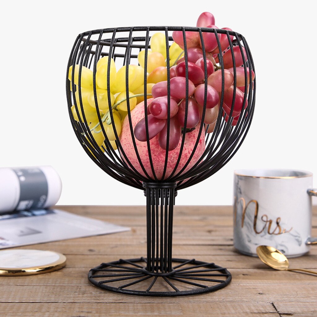 F# Wine Glass Wrought Iron Snack Storage Basket Snack Tray Dessert Fruit Basket For Home Table Decor Party Fruit Tray