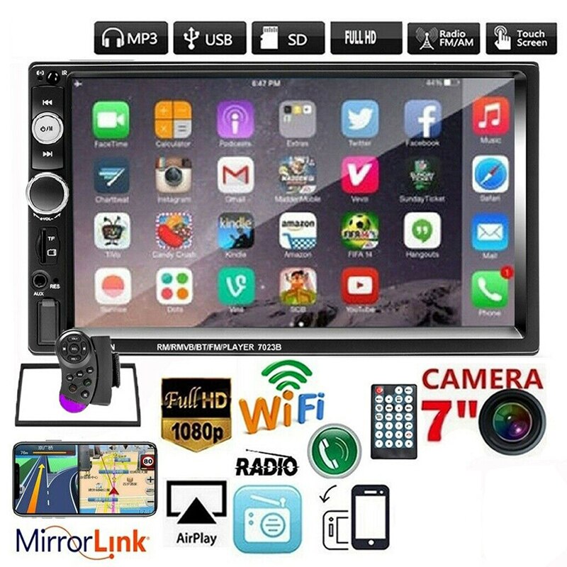 MAYITR-REPRODUCTOR MP5 de Audio para coche, dispositivo portátil compatible con bluetooth, pantalla táctil de 7 pulgadas, USB, manos libres, 1 unidad