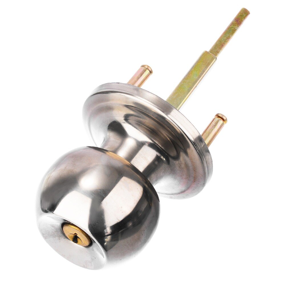Stainless Steel Round Ball Door Knob Set Knob Handle Handle Lock With Key for 25mm-45mm Door Hardware Sliver for Bathroom