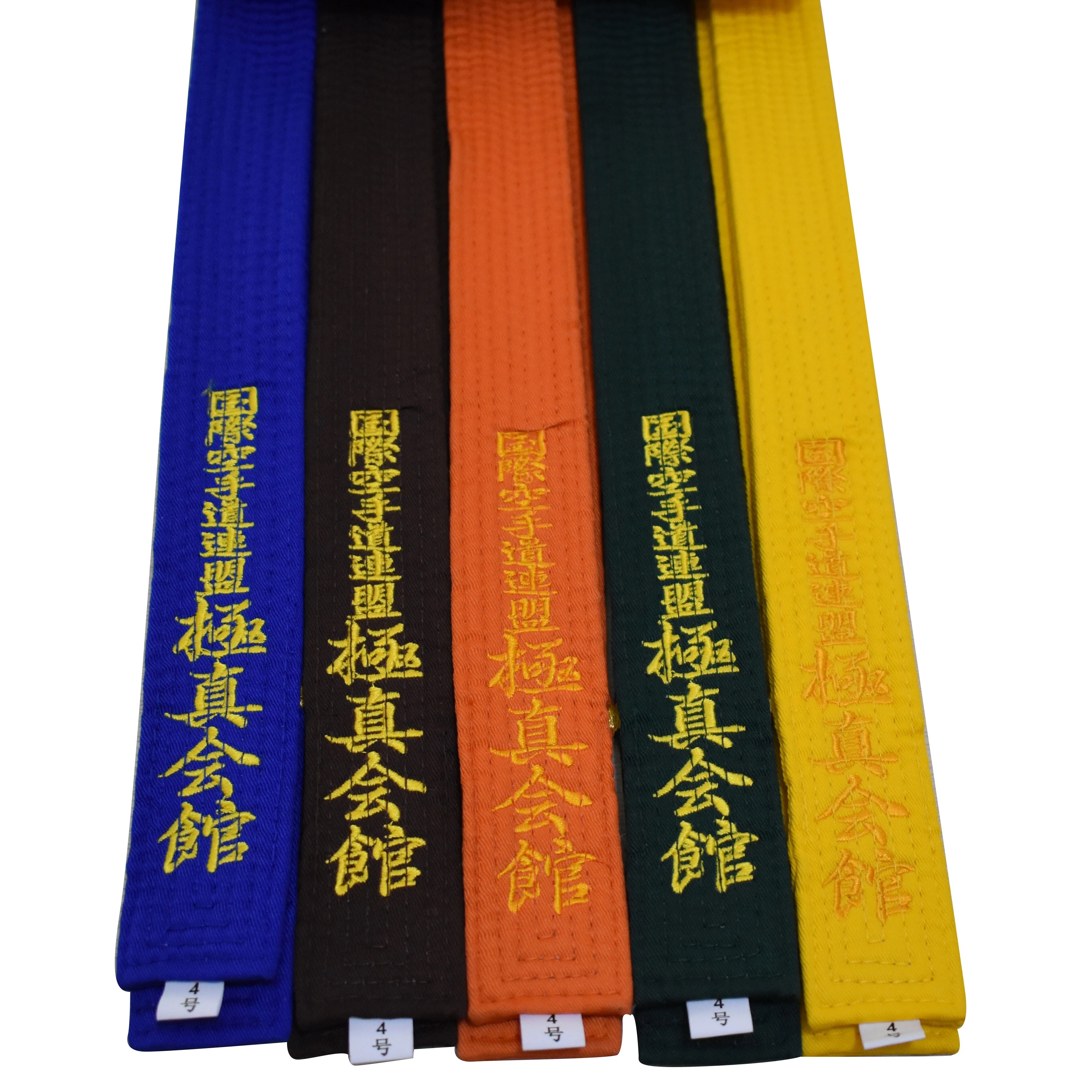 Professionele Kyokushin Kai Karate Riemen Iko Borduren Riemen Oranje Kleur Karate Riem 1 dan Brown Taekwondo Wkf Riemen