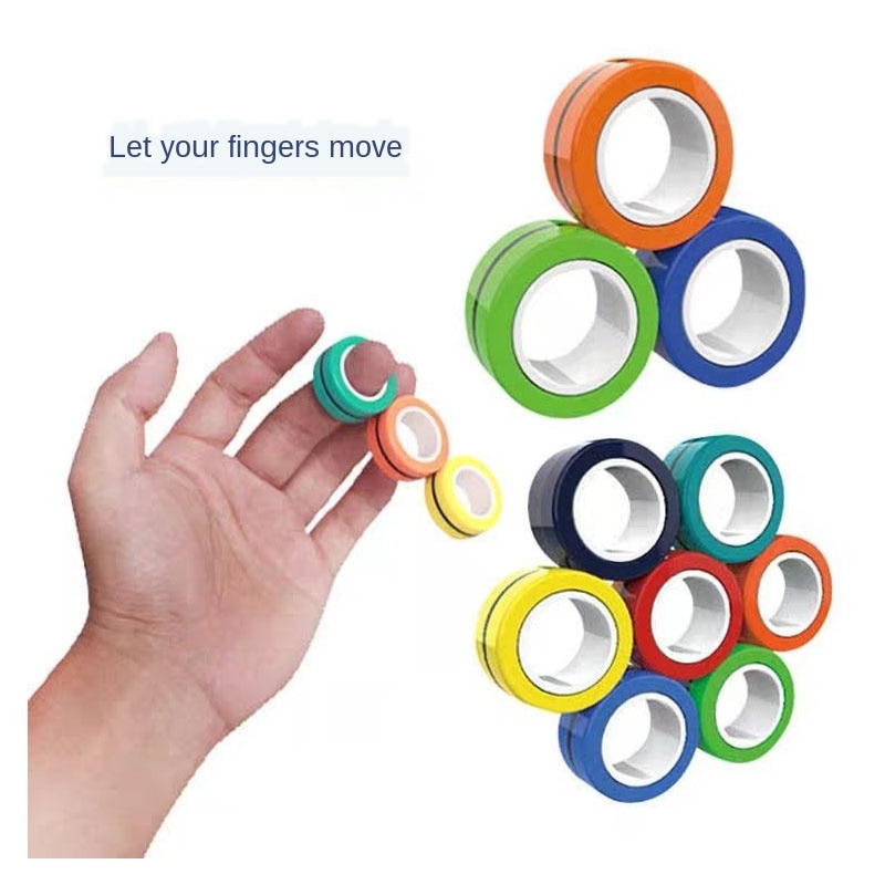 3pcs / Set Novelty Magic Magnetic Ring Hand toy Magnet Tricks Game Funny Decompression Anti-stress Relief Play Props