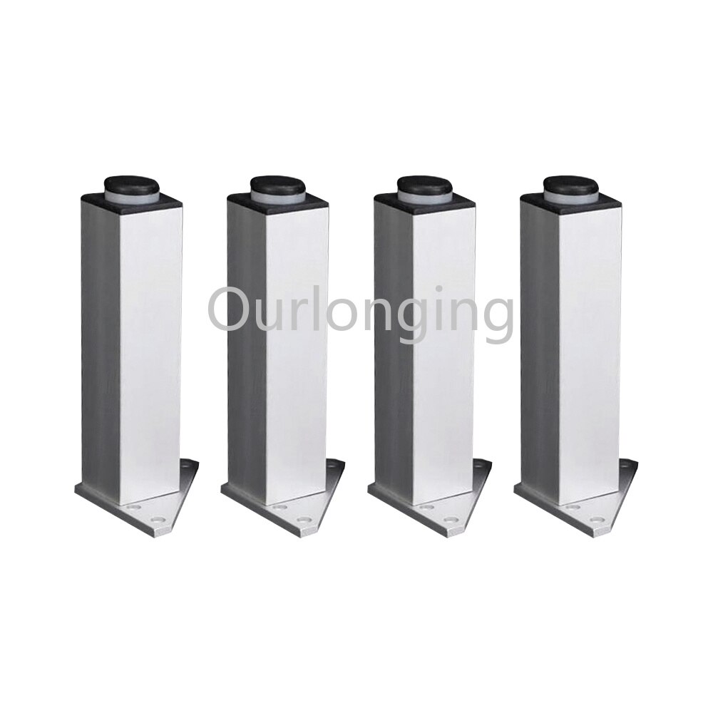 4 piezas 100mm patas de muebles de aleación de aluminio plateadas con base triangular ajustable, patas de sofá para gabinete