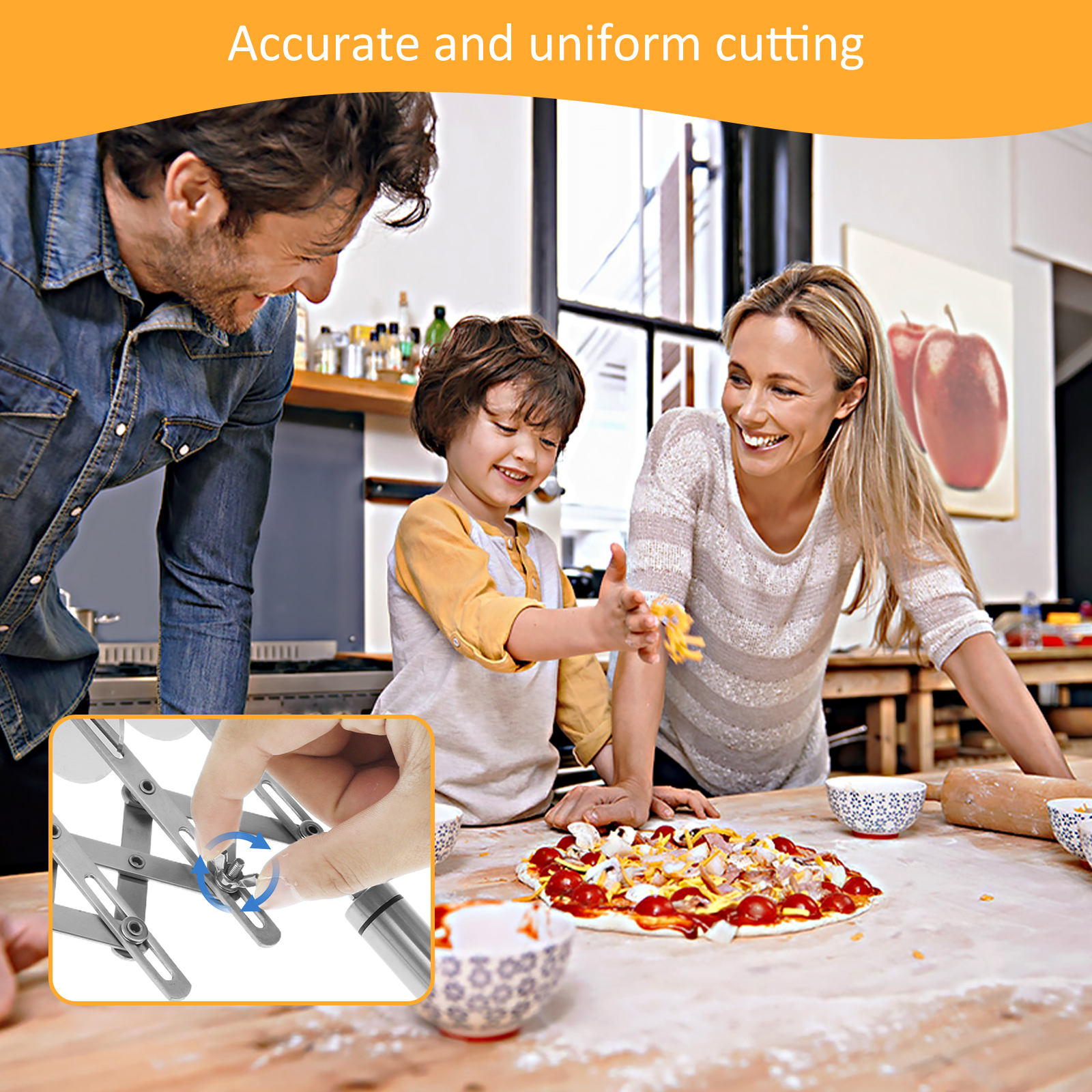 Roestvrij pizzasnijder Multifunctionele 5-wiel pizzasnijder Stevige ronde deegsnijder Roller Antislip Cookie Gebakmesverdeler