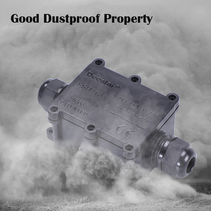 IP68 Waterproof Black Black Transparent Plastic Cable Wire Connector Gland Electrical 2-Cable Junction Box with Terminal