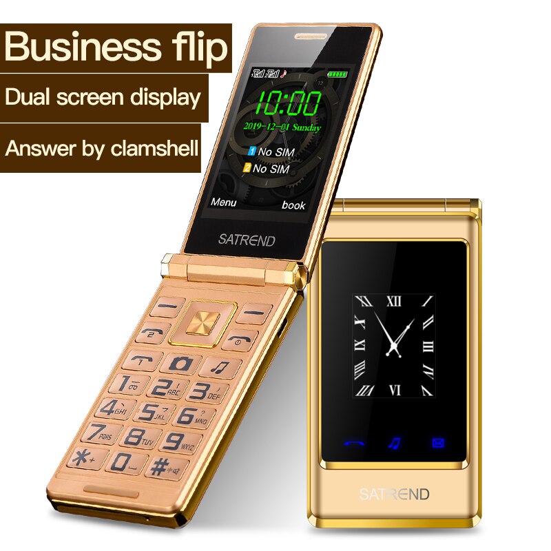 Uniwa  a15 senior stor trykknap telefon dual screen dual sim gsm flip mobiltelefon russisk hebraisk tastatur clamshell mobiltelefon