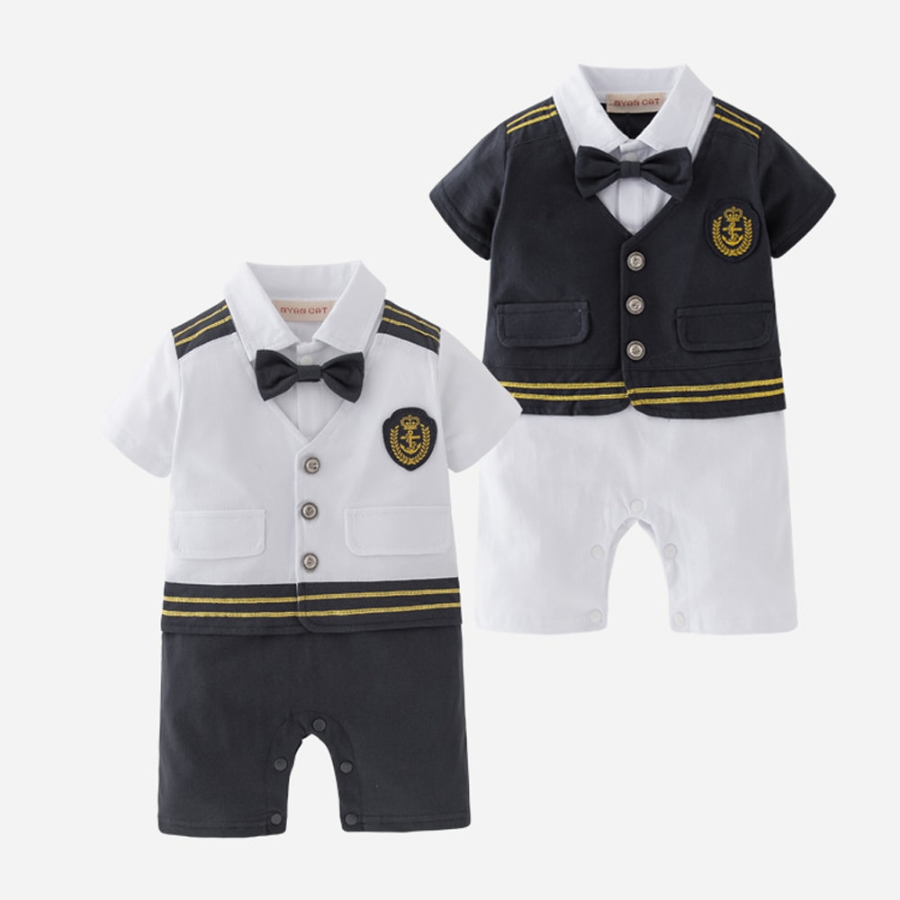 Vauva poika kapteeni lentäjä meren haalari pikkulasten taapero lyhythihainen merimies laivaston kesävaatteet puku onesie vähittäiskauppa halloween