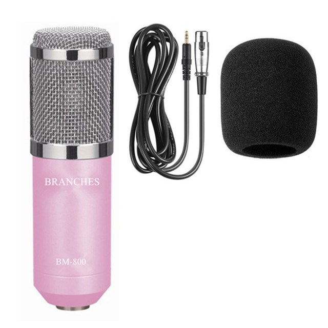 BM-800 Condenser Microphone Kit:Microphone For Computer+Shock Mount+Foam Cap+Cable As BM 800 Microphone BM800: Package2 Pink