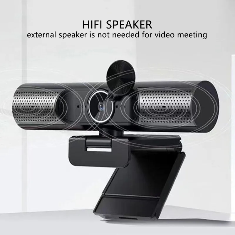 Nova Webcam 4K USB, Webcam 2K 1080P 30fps com Foco Automático, Alto-falante HiFi e Microfone com Redução de Ruído para PC, Câmera para Desktop e Laptop para Videochamadas