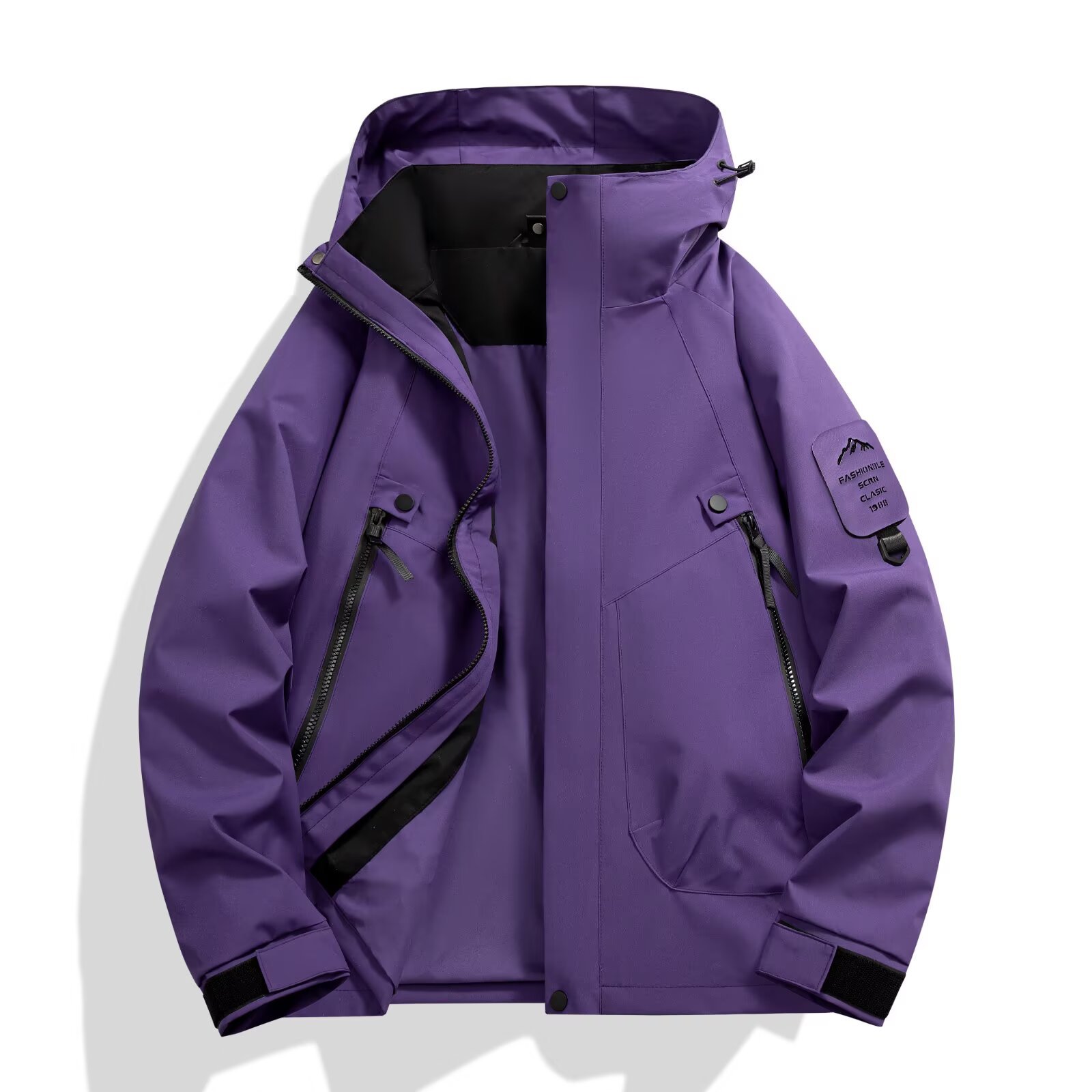 Winddichte waterdichte herenjas Outdoor regenjas Lente Herfst Lichtgewicht wandeljack met capuchon Casual windjack: XXXL / Paars