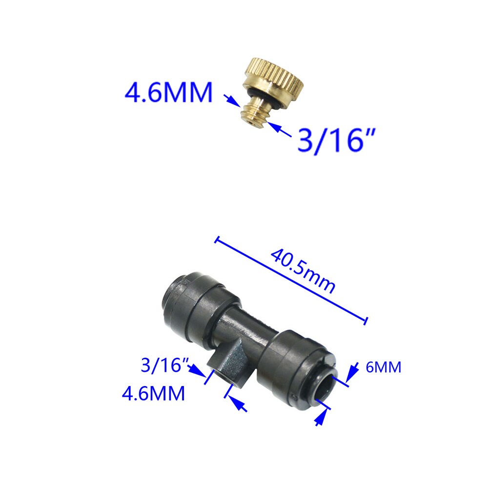 0.2/0.3/0.4/0.5/0.6mm dysze rozpylające z gwintem 3/16 cala dysze przeciwmgielne trójnik dla systemu chłodzenia mgłą patio układ chłodzenia na zewnątrz 5 sztuk