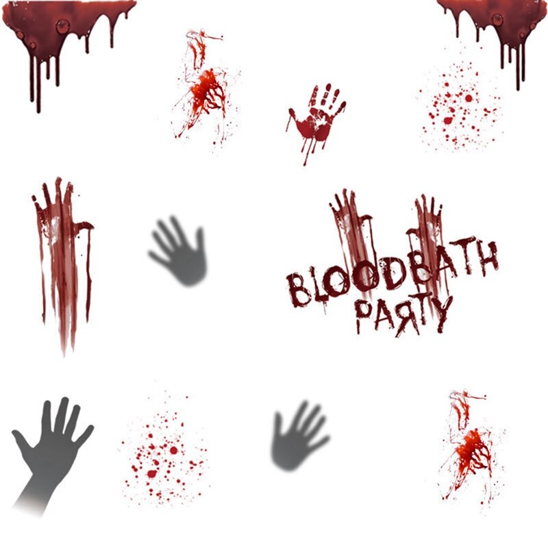 3D Simulatie Bloed Handafdruk Stickers Halloween Muurstickers Horror Deur Sticker Decoratieve Simulatie Bloed Handafdruk Sticker