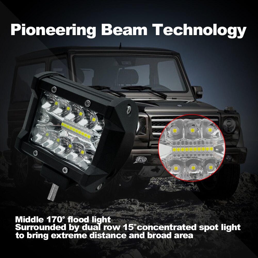 4 inch 60w 6000K Work Light LED Working Refit Off-road Vehicle Light Roof Strip Light