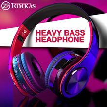 TOMKAS Bluetooth écouteur casque sans fil stéréo écouteurs pliable casques écouteurs réglables avec micro/carte TF pour ordinateur
