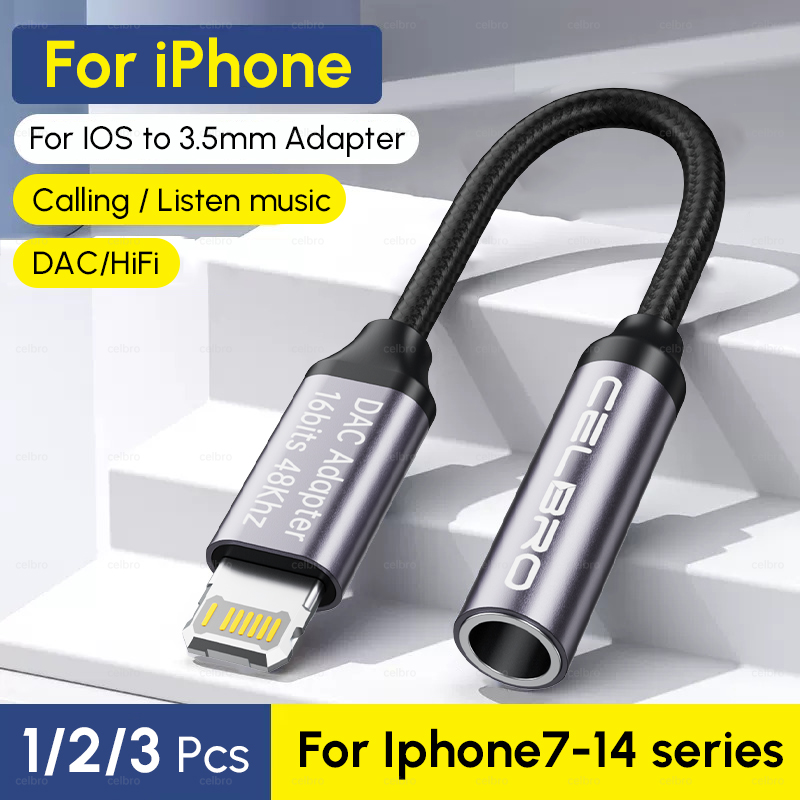 3 sztuki do 3.5mm AUX Adapter do iPhone 14 13 12 Pro Audio rozdzielacz słuchawkowy 3 5 Jack kabel do iOS 14