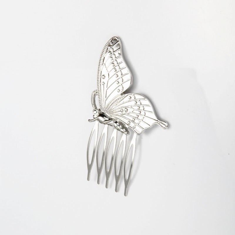 Peine de mariposa para niña, pinzas para el pelo de aleación, accesorios para el cabello para mujer, horquillas doradas y plateadas, 1 unidad: Sliver