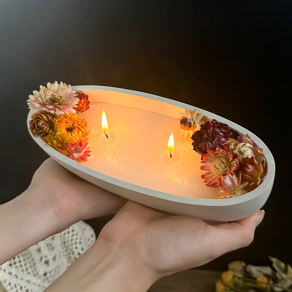 Tarro de vela ovalado de hormigón, molde de silicona DIY con forma de barco, artesanía, fabricación de tarros, caja de almacenamiento de cemento y yeso, moldes de fundición para decoración del hogar
