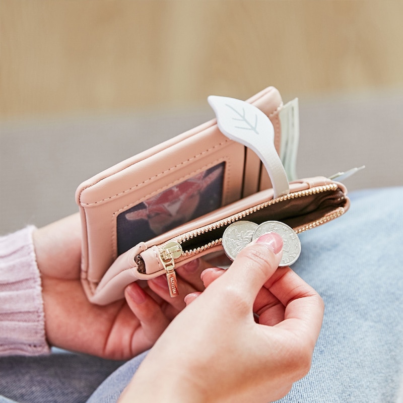 Women Wallet Leaf Pattern Hasp Ladies Purse soft pu Leather Small Short Wallets Female Zipper Coin Purse