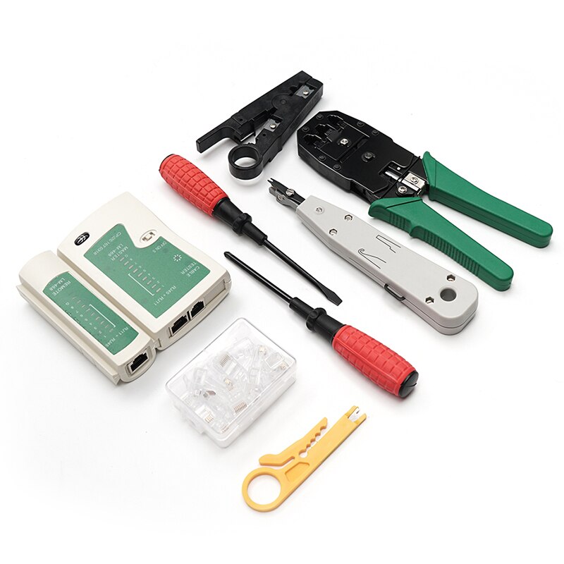 Network Cable Repair Maintenance Tool Kit ,Portable Phone Cable Crimper, Cable Tester Network Cable Crimper Repair Kit
