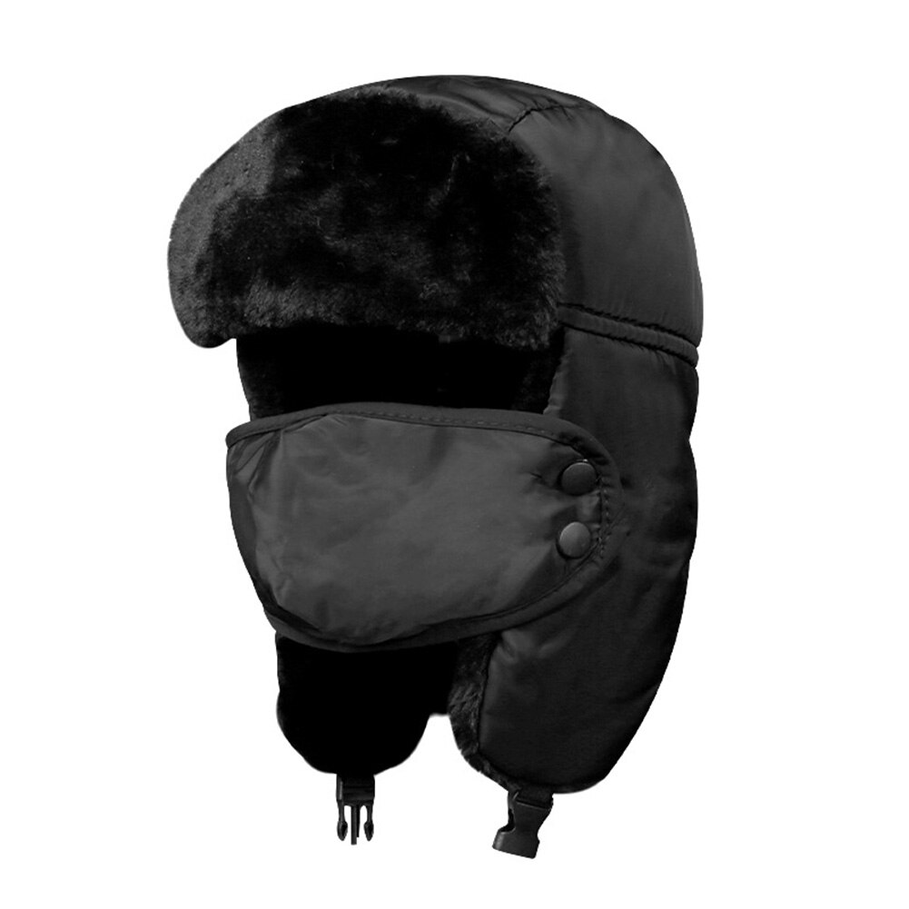 Winter Unisex Face Mask Earflap Plush Lined Hat Thick Warm Outdoor Riding Cap