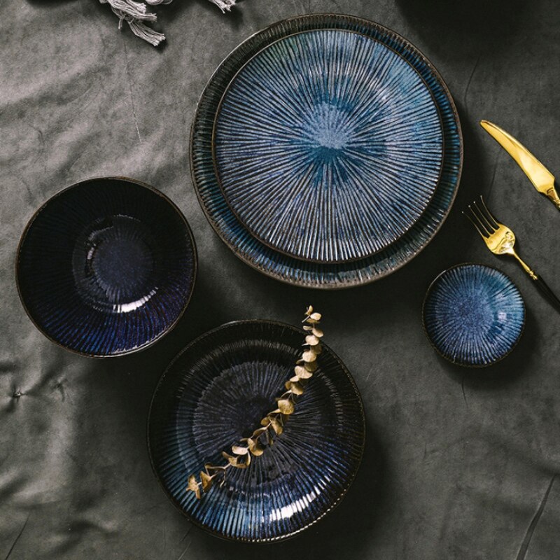 Salad Plate Inlay Dinner Dish Cartoon Pattern Steak Plates Home Hotel Ceramic Food Dishes Tray Pasta Restaurant Dish