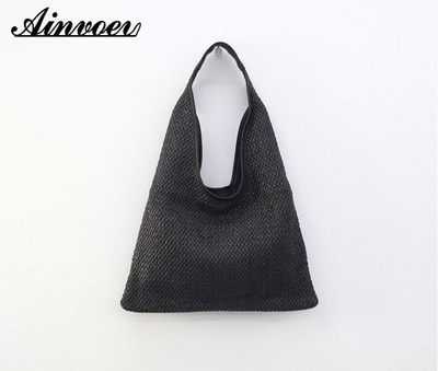 Ainvoev sacos de ombro vime tecido palha saco designer bolsas verão praia bolsa moda rattan feminino