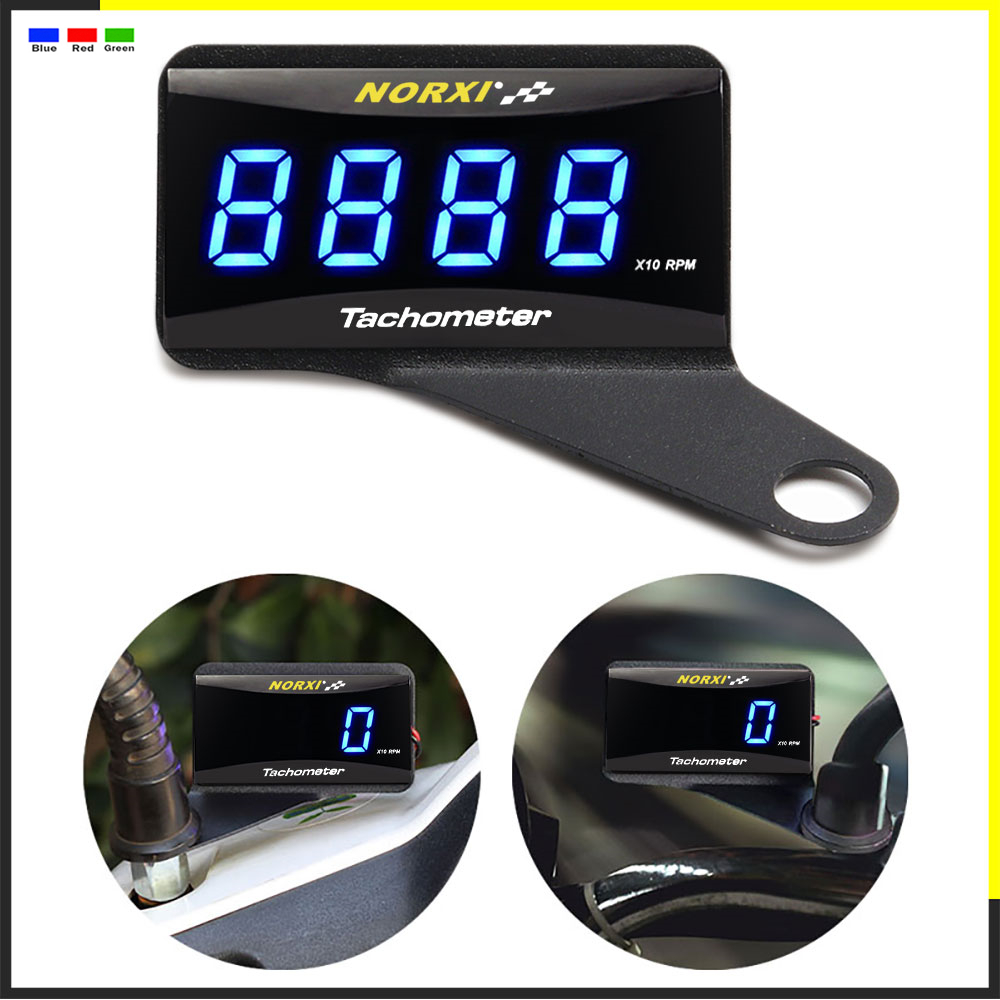 Mini medidor de RPM para motocicleta, pantalla LCD cuadrada Digital, tacómetro de hora para motor, tacómetro para BMW, YAMAHA, KAWASAKI Racing