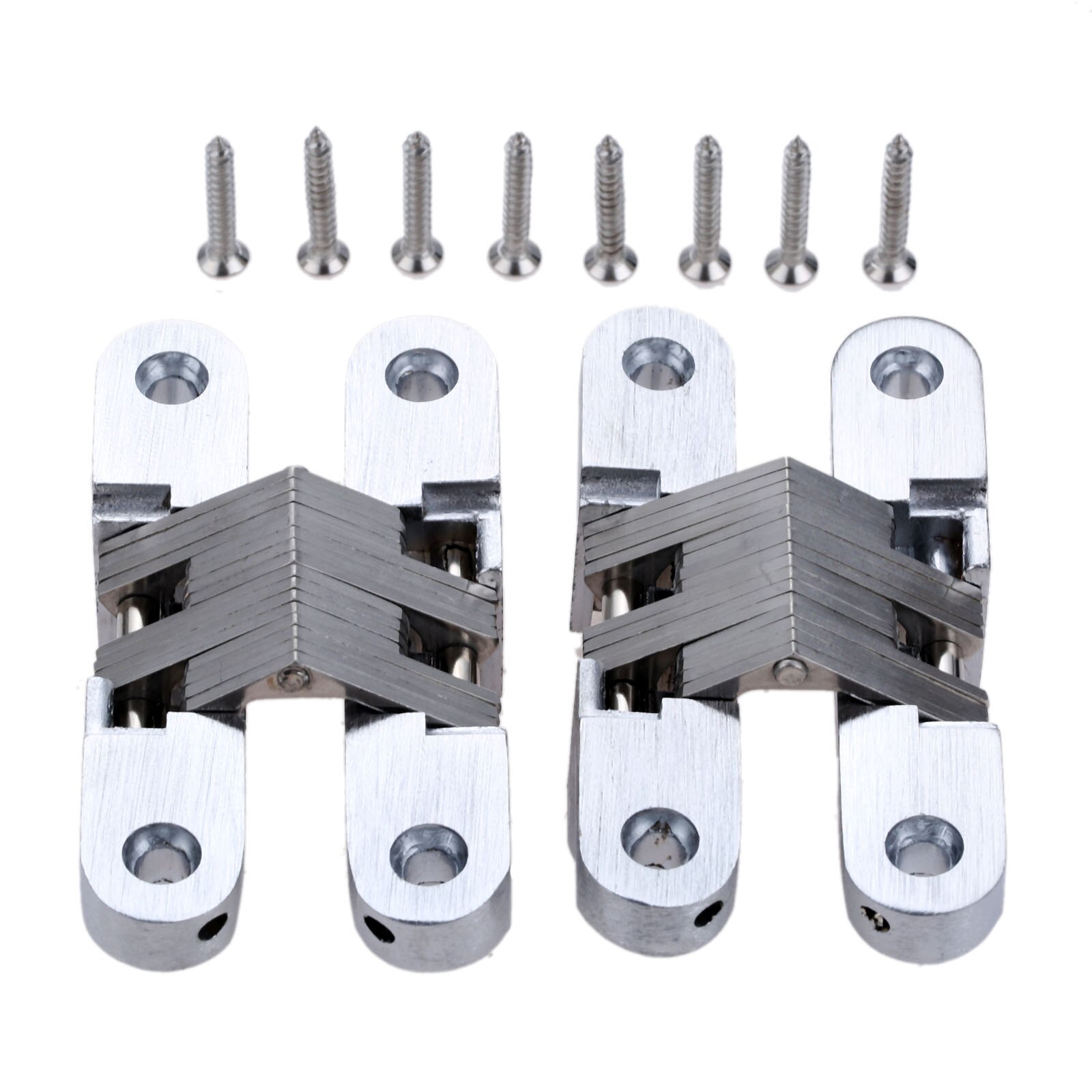 2pcs Door Hinges 304 Stainless Steel Hidden Invisible Concealed Folding Heavy Duty Kitchen/Garage Gate Hardware w/screw Fitting: 19x95mm