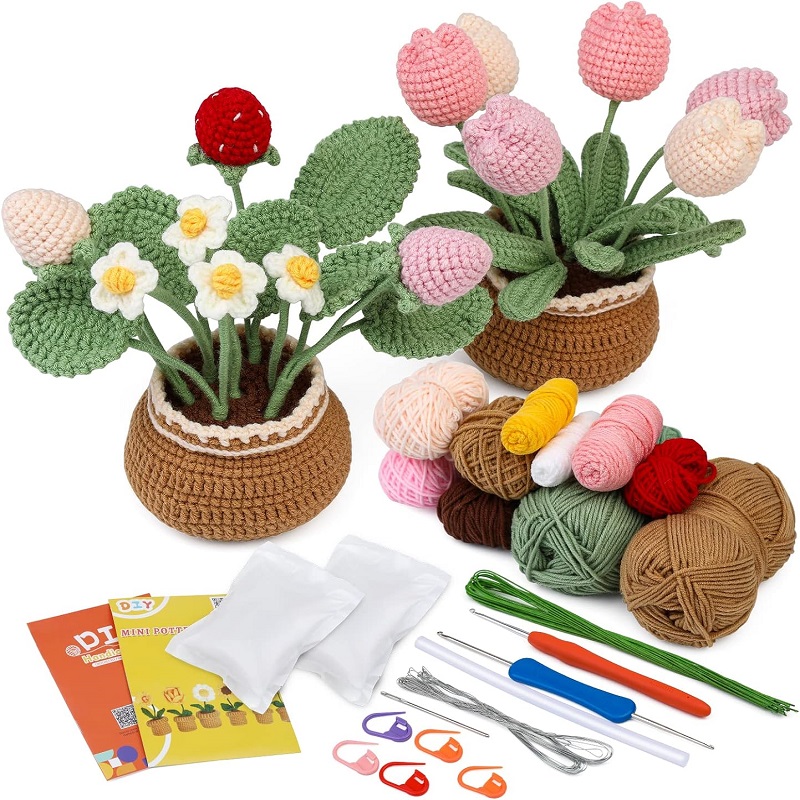 Kit de tricô para iniciantes completos, Crochet Starter, Kit completo Crochet com vídeo tutoriais, Fenrry Iniciantes: Verde exército