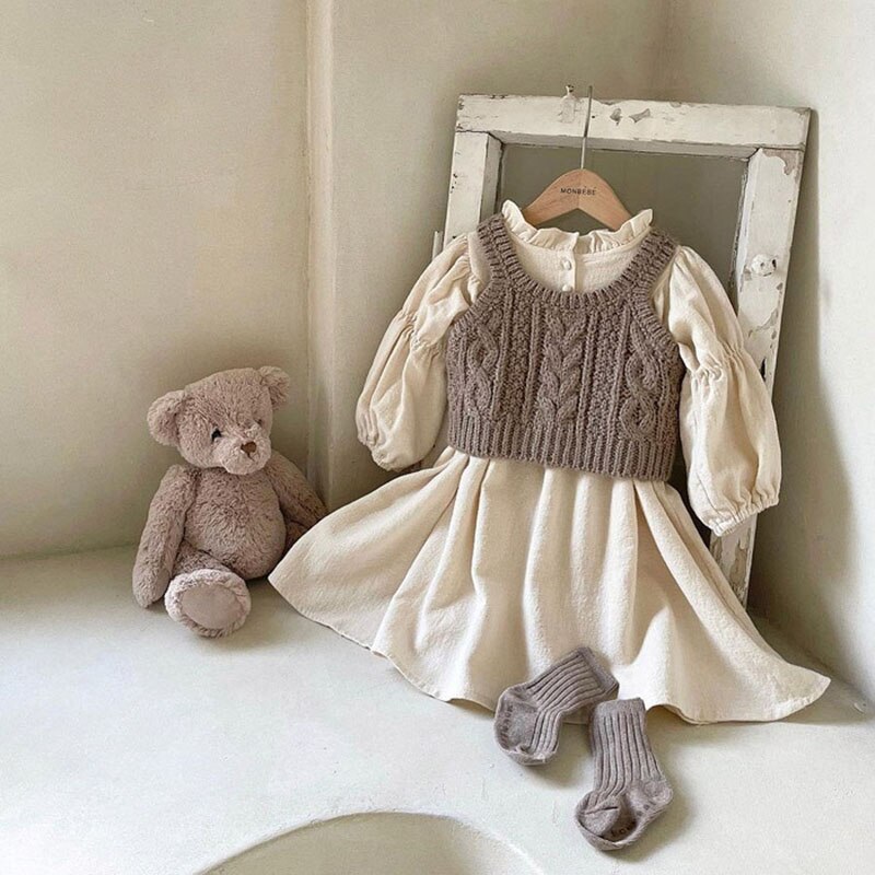 Bebê infantil colete de malha cor sólida meninas sem mangas camisola primavera outono crianças casaco cardigan nova moda crianças roupas de malha